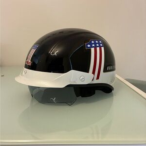 Harley-Davidson Black and White Helmet with American Flag Design